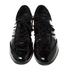 Pre Owned Tod's Black Patent Leather Lace Up Sneakers Size 38.5
