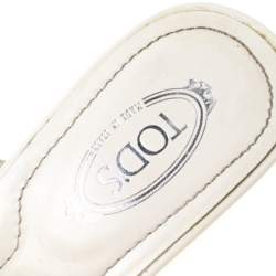 Tod's White Leather Buckle Accented Sandals Size 36