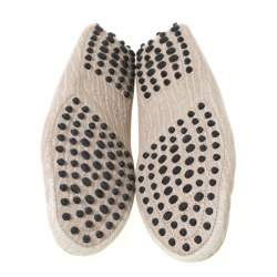 مملوكة مسبقًا Tod's Beige Textured Leather Penny Loafers Size 37.5