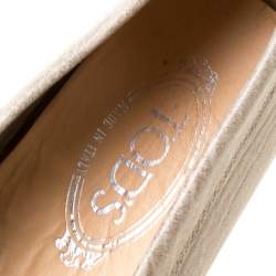 مملوكة مسبقًا Tod's Beige Textured Leather Penny Loafers Size 37.5