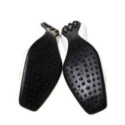 Pre Owned Tod's Light Grey Leather Buckle Detail Scrunch Ballet Flats Size 40.5