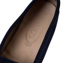 Pre Owned Tod’s Navy Blue Suede Gommino Driving Loafers Size 39.5