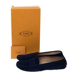 Pre Owned Tod’s Navy Blue Suede Gommino Driving Loafers Size 39.5