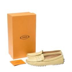 Pre Owned Tod's Yellow Leather Gommino Loafers Size 36