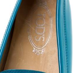 Tod's Blue Patent Leather Penny Slip On Loafers Size 38
