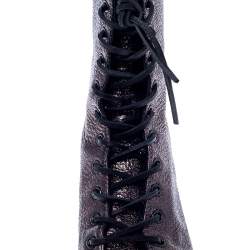 Pre Owned Tod's Metallic Grey Leather Ankle Boots Size 37