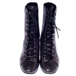 Pre Owned Tod's Metallic Grey Leather Ankle Boots Size 37