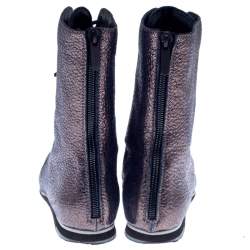 Pre Owned Tod's Metallic Grey Leather Ankle Boots Size 37