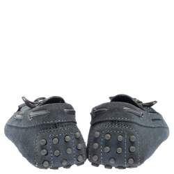 Pre Owned Tod's Grey Suede Leather Gommino Slip On Loafers Size 37