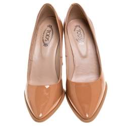 Pre Owned Tod's Beige Patent Leather Pointed Toe Pumps Size 35