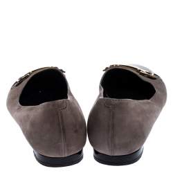 مملوكة مسبقًا حذاء باليرينا فلات تودز مزين إكسسوار شعار الماركة مقدمة بنفسجية نوبوك أرجواني فاتح و جلد لامع بنفسجي مقاس 36.5