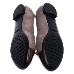 مملوكة مسبقًا حذاء باليرينا فلات تودز مزين إكسسوار شعار الماركة مقدمة بنفسجية نوبوك أرجواني فاتح و جلد لامع بنفسجي مقاس 36.5