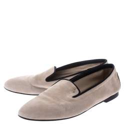 Pre Owned Tod's Beige Suede Slip On Loafers Size 38
