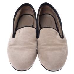 Pre Owned Tod's Beige Suede Slip On Loafers Size 38