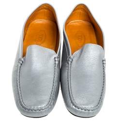 Tod's Silver Soft Leather Loafers Size 37.5