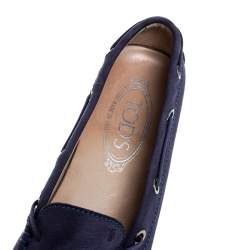 Pre Owned Tod`s Purple Nububk Leather Bow Gommino Loafers Size 38.5