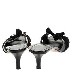 Pre Owned Tod's Black Suede and Patent Leather Slide Sandals Size 40