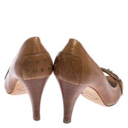 Tod's Light Brown Leather Gommini Peep Toe Pumps Size 39