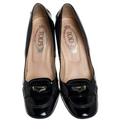 Tod's Dark Blue Patent Leather Loafer Pumps Size 40