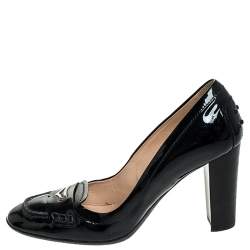 Tod's Dark Blue Patent Leather Loafer Pumps Size 40