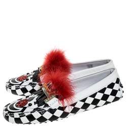Tod's Multicolor Leather and Fur Gommino Circus Loafers Size 40