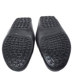 مملوكة مسبقًا Tod's Black Leather Pellame Flat Loafer Mules Size 37