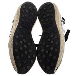 مملوكة مسبقًا Tod's Metallic Silver Leather Espadrille Low Top Sneakers Size 35.5