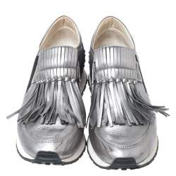 مملوكة مسبقًا حذاء رياضي تودز سبورتيفو جلد رصاصي ميتاليك بشراشيب مقاس 39