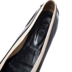 Tod's Black/White Patent Leather And Leather Buckle Detail Ballet Flats Size 40