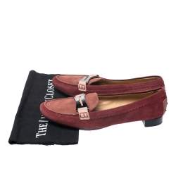 Pre Owned Tod's Red Suede Penny Loafers Size 40