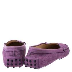 Pre Owned Tod's Purple Perforated Suede Loafers Size 40