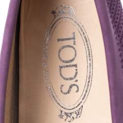 Pre Owned Tod's Purple Perforated Suede Loafers Size 40