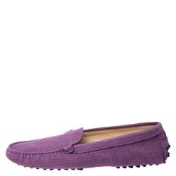 Pre Owned Tod's Purple Perforated Suede Loafers Size 40