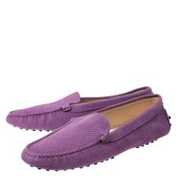 Pre Owned Tod's Purple Perforated Suede Loafers Size 40