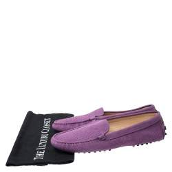 Pre Owned Tod's Purple Perforated Suede Loafers Size 40