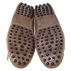 Tod's Brown Python Leather Bow Loafers Size 39.5