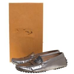 Pre Owned Tod's Metallic Leather Penny Loafers Size 36.5