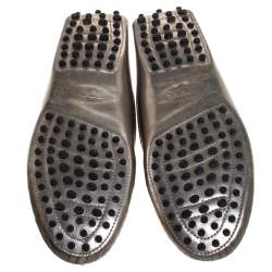 Pre Owned Tod's Metallic Leather Penny Loafers Size 36.5