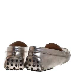 Pre Owned Tod's Metallic Leather Penny Loafers Size 36.5