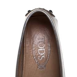 Pre Owned Tod's Metallic Leather Penny Loafers Size 36.5