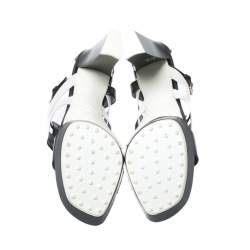 مملوكة مسبقًا Tod's Two Tone Leather Cutout Platform Ankle Strap Sandals Size 39.5