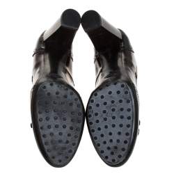 Pre Owned Tod's Dark Maroon Brogue Leather Fringe Pumps Size 41