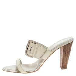 Tod's White Patent Leather Peggy Buckle Slide Sandals Size 41