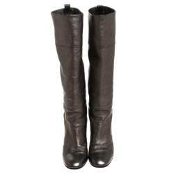 Pre Owned حذاء بوت ركبه تودز جلد رصاصي ميتالك مقاس 39