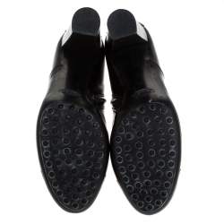 Pre Owned حذاء كعب عالي تودز بكعب سميك و بمقدمة سوداء جلد أسود مقاس 38