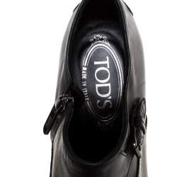 Pre Owned حذاء كعب عالي تودز بكعب سميك و بمقدمة سودا ء جلد أسود مقاس 38