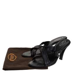 مملوكة مسبقًا صندل تودز بسيور متعاكسة و بمقدمة مفتوحة جلد أسود مقاس 39