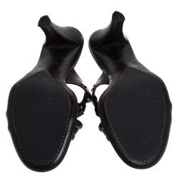 مملوكة مسبقًا صندل تودز بسيور متعاكسة و بمقدمة مفتوحة جلد أسود مقاس 39