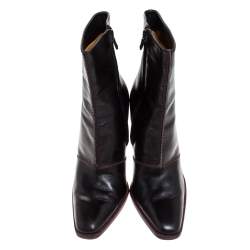 Pre Owned حذاء بوت كاحل تودز مقدمة مدببة جلد أسود مقاس 38 