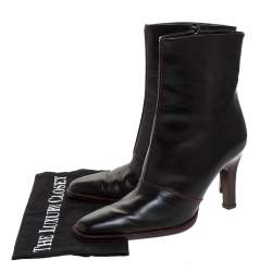 Pre Owned حذاء بوت كاحل تودز مقدمة مدببة جلد أسود مقاس 38 